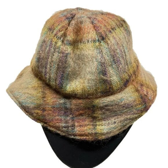 Vintage Rannoch Designs Mohair  Wool Neutral Plaid Hat - Picture 1 of 10